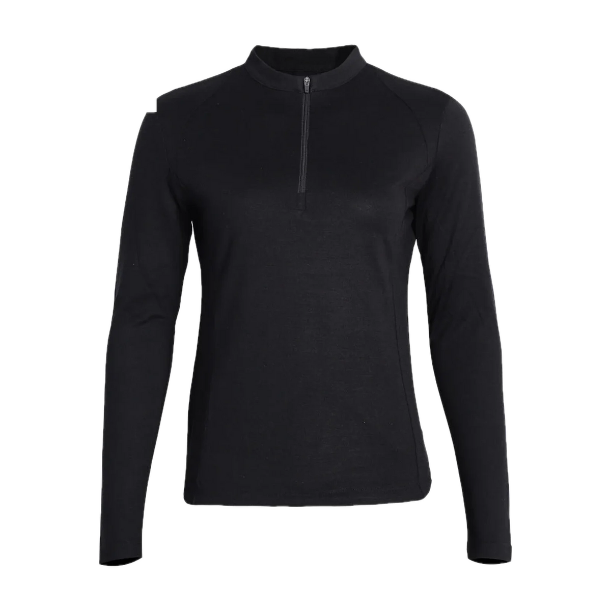 Merino Wool Half-Zip Base Layer for Outdoor Days in Black · 40% Merino