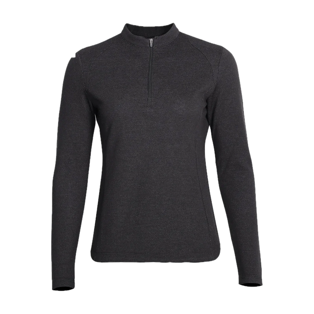 Merino Wool Half-Zip Base Layer for Outdoor Days in Black / Gray Open Knit · 49.7% Merino