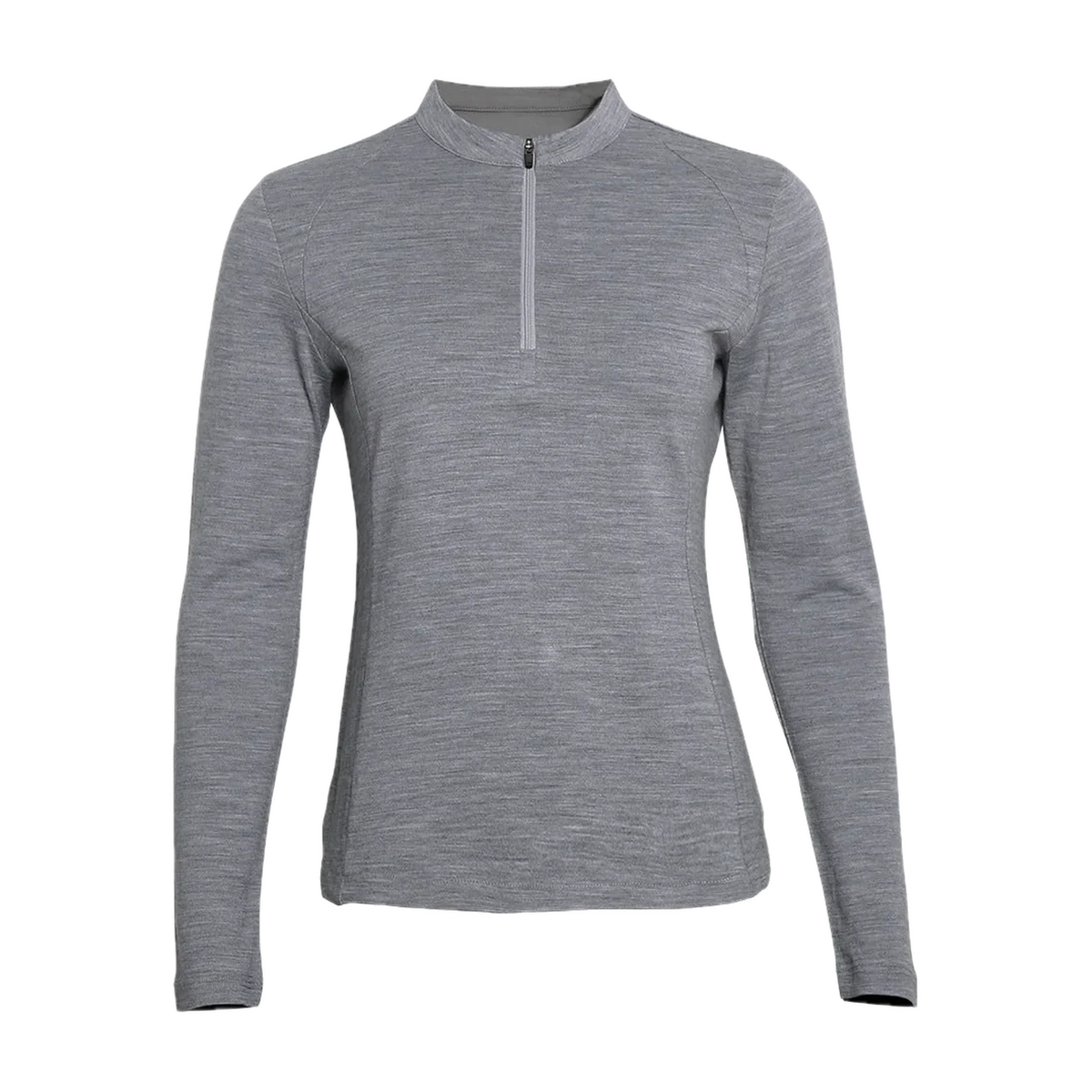Merino Wool Half-Zip Base Layer for Outdoor Days in Light Heather · 60% Merino