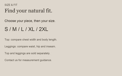 Available sizes and measuring guide for Merino Wool Mesh Base Layer Separates for Women