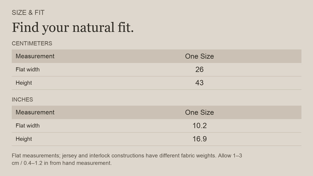 English size guide for Merino Wool Balaclava for Cold-Weather Adventures, with centimeter and inch measurements