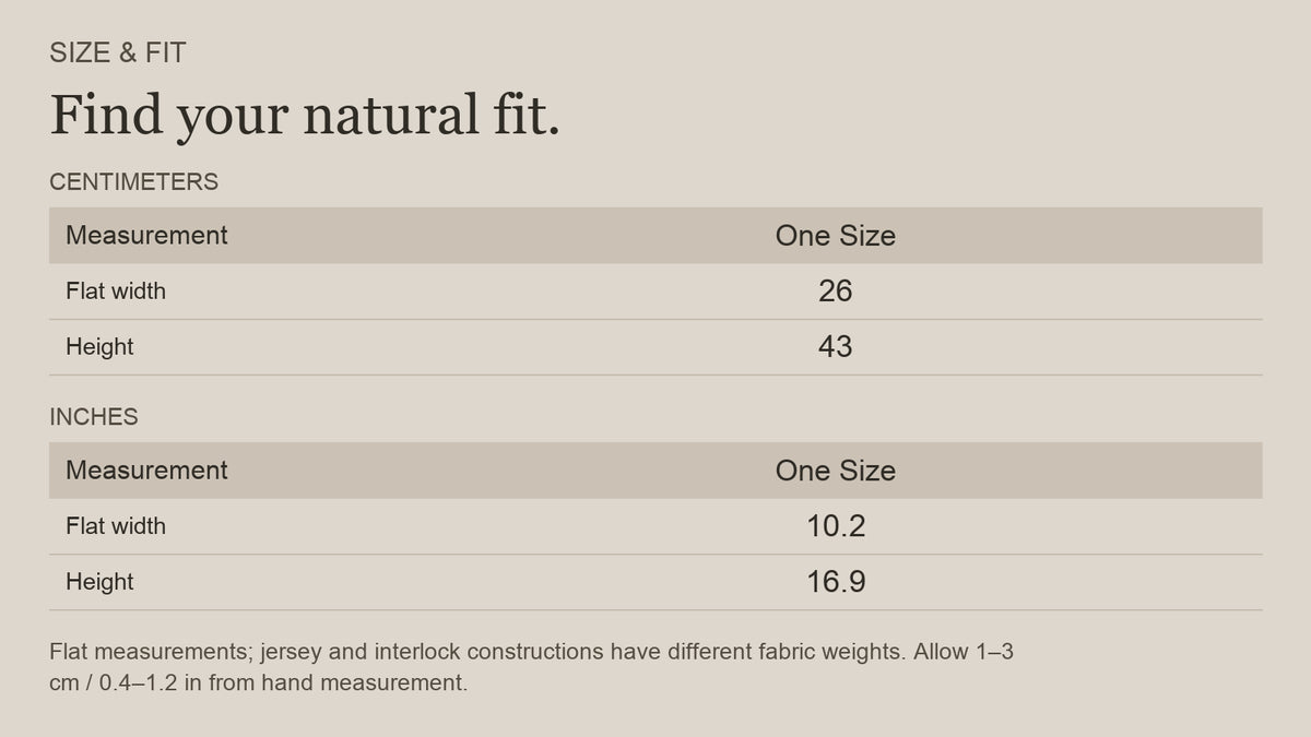 English size guide for Merino Wool Balaclava for Cold-Weather Adventures, with centimeter and inch measurements