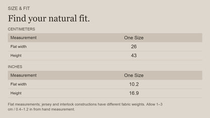 English size guide for Merino Wool Balaclava for Cold-Weather Adventures, with centimeter and inch measurements