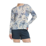 Merino Wool Printed Base Layer in Superfine Wool in Blue Swirl