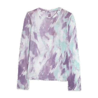 Merino Wool Printed Base Layer in Superfine Wool in Violet Haze
