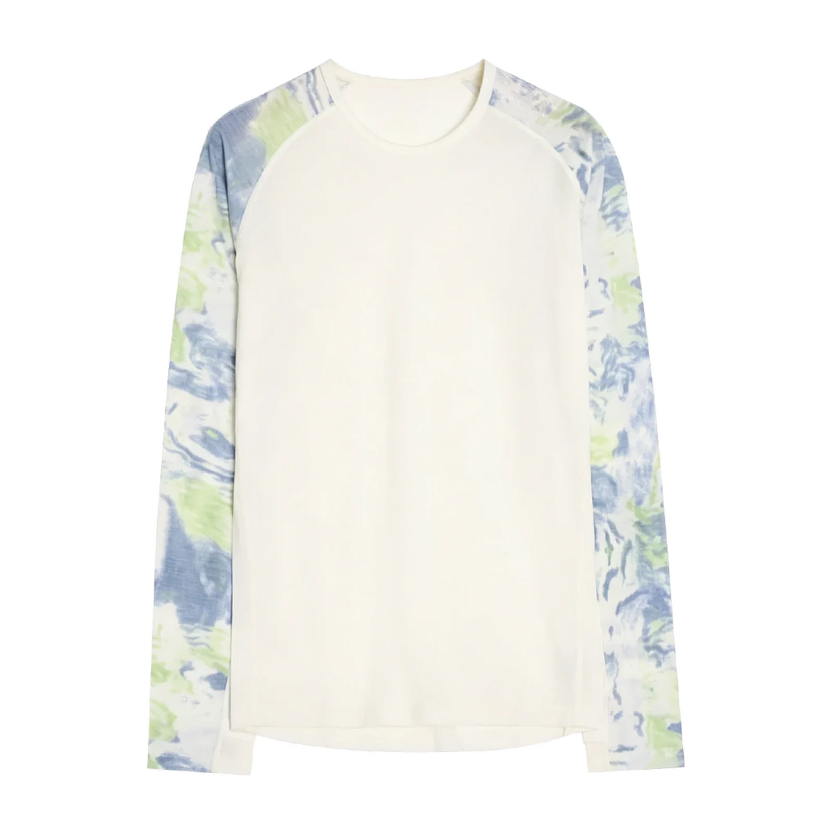 Merino Wool Raglan Top with Nature-Inspired Sleeves in Forest Mist