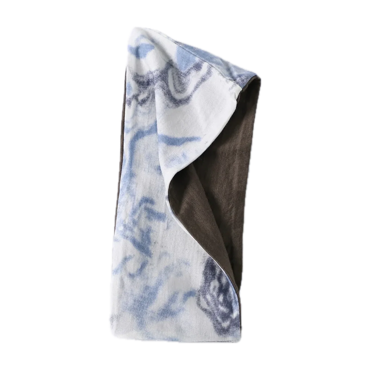 Merino Wool Reversible Headband for the Outdoors in Blue Print / Coffee