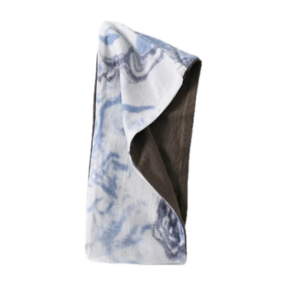 Merino Wool Reversible Headband for the Outdoors in Blue Print / Coffee