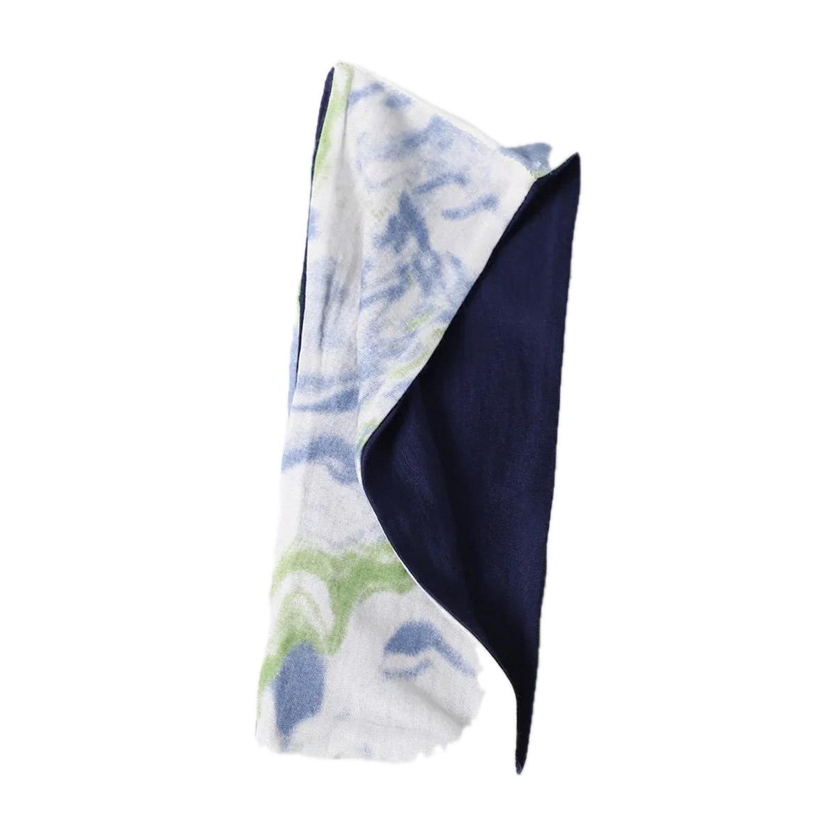 Merino Wool Reversible Headband for the Outdoors in Green Print / Blue