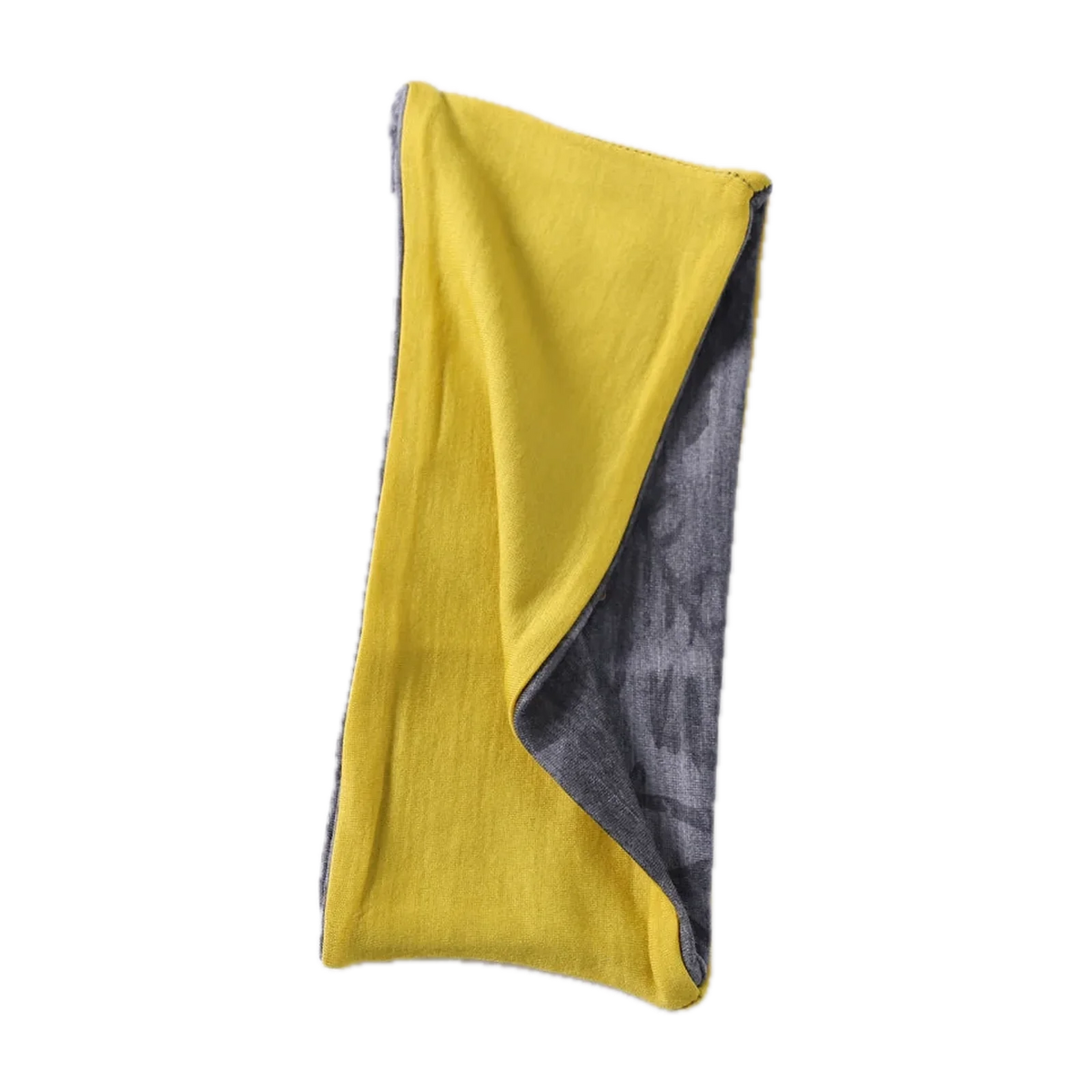 Merino Wool Reversible Headband for the Outdoors in Yellow / Heather Gray