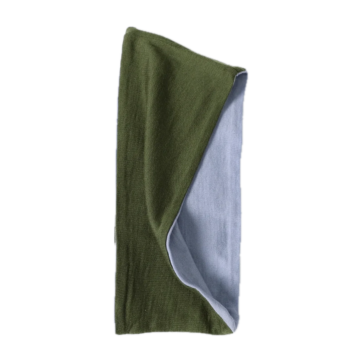 Merino Wool Reversible Headband for the Outdoors in Olive / Pale Blue
