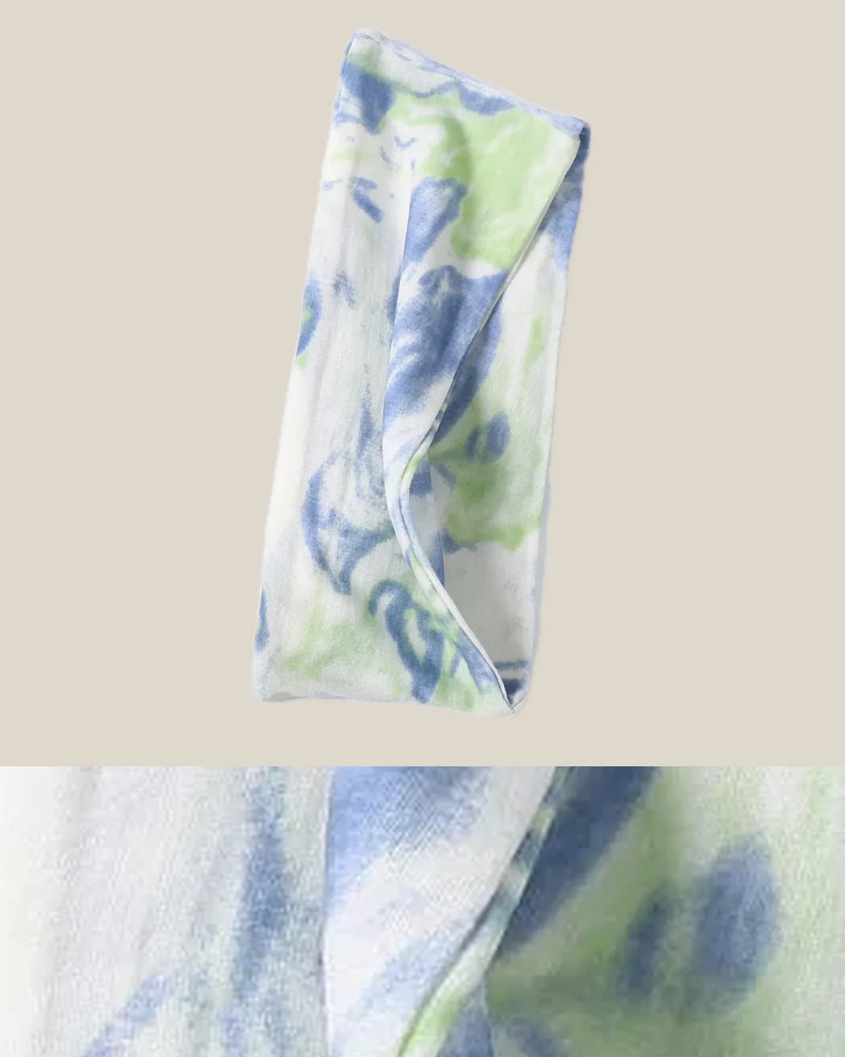 Construction and product view of Merino Wool Reversible Headband for the Outdoors, shown in Forest Mist
