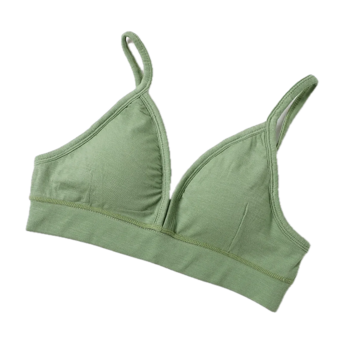 Merino Wool Triangle Bralette for Trail and Travel in Green · 100% Merino