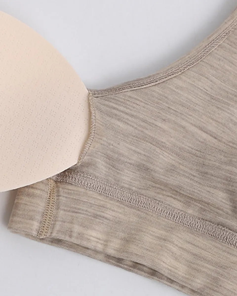 Merino Wool Bralette - V-Neck — Removable pads