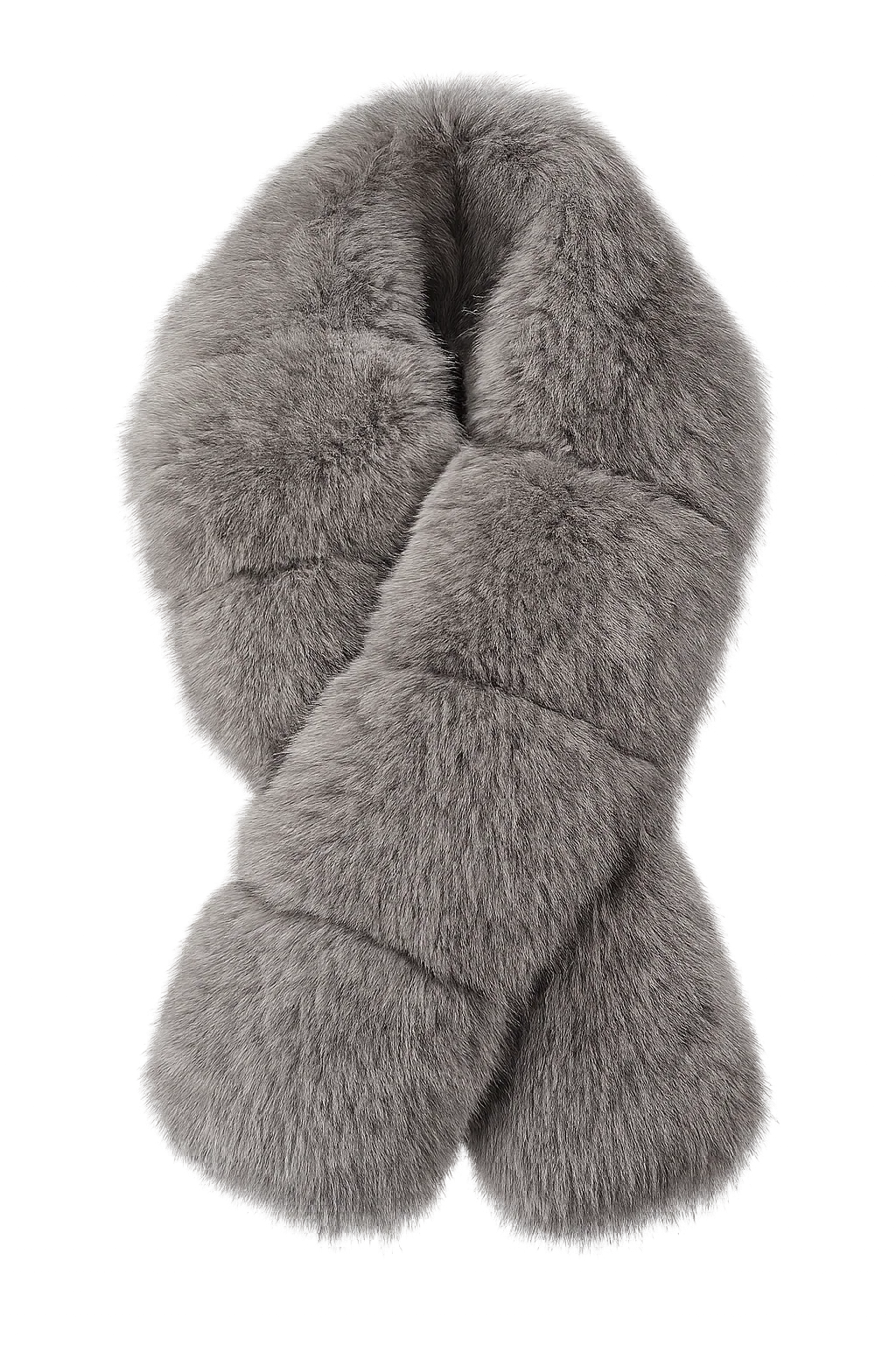 Women's Blue Fox Fur Scarf in Long and Short Lengths — view 2