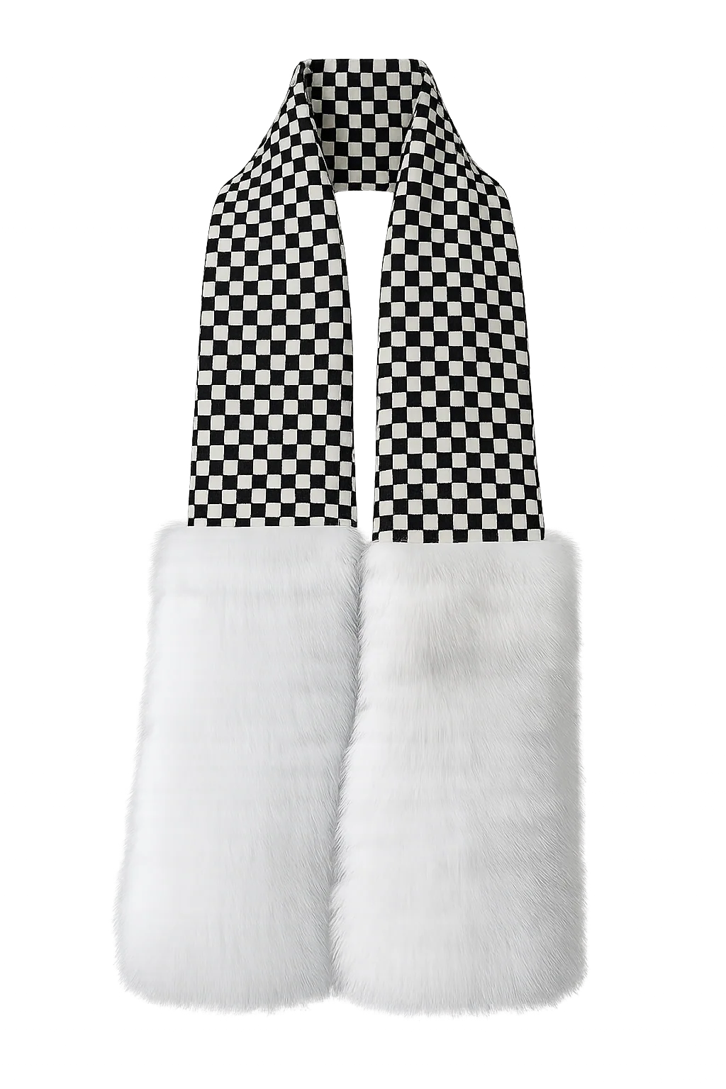 Women's Fox Fur Checkerboard Scarf & Shoulder Wrap — view 1
