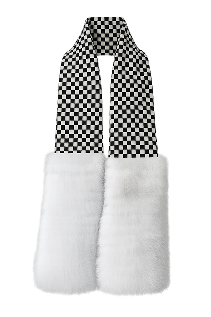 Women's Fox Fur Checkerboard Scarf & Shoulder Wrap — view 1