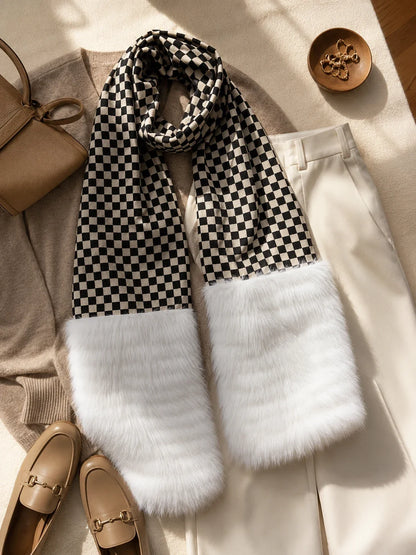 Women's Fox Fur Checkerboard Scarf & Shoulder Wrap — view 5