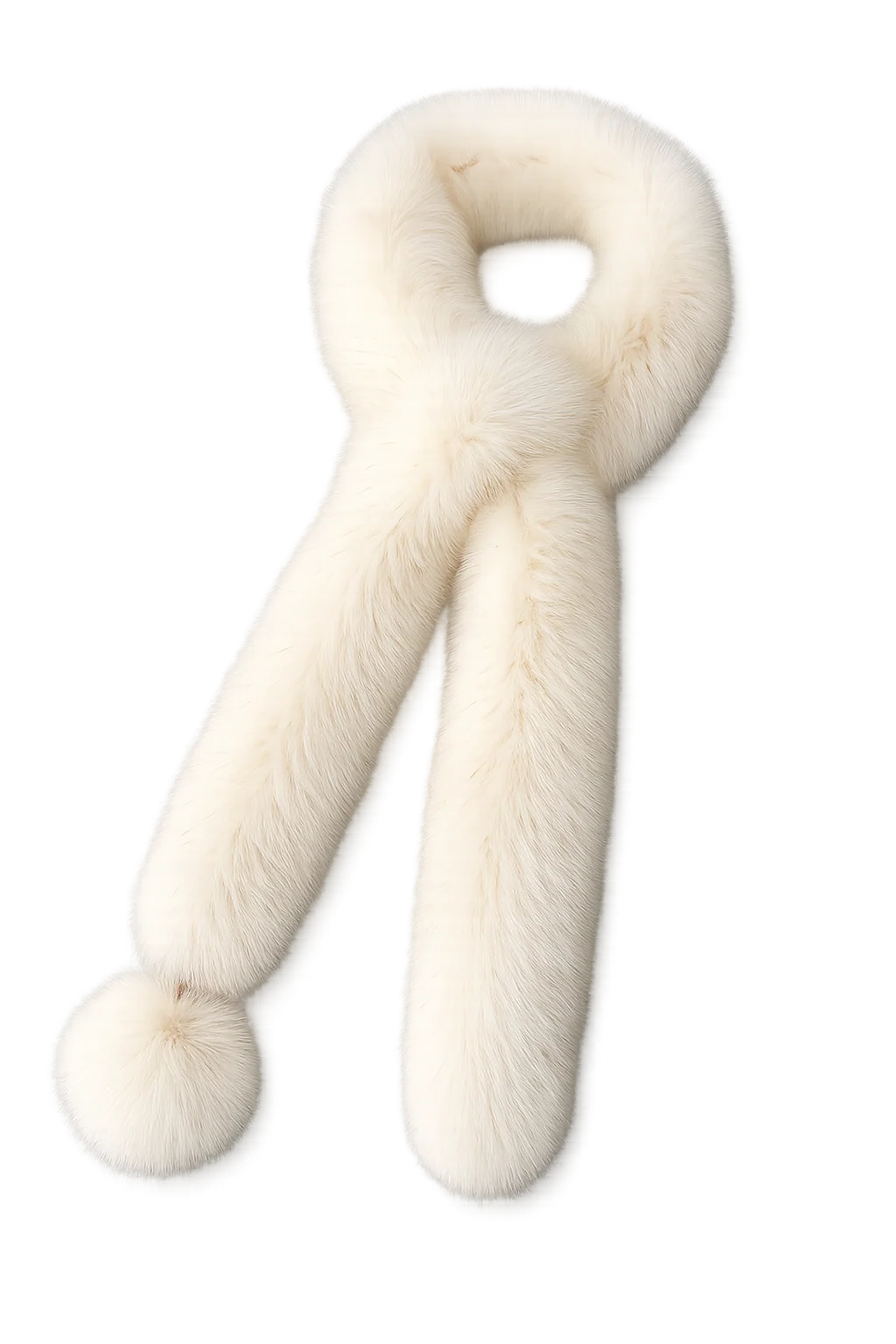 Women's Fox Fur Long Scarf with Pom-Pom Detail — view 2