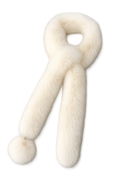 Women's Fox Fur Long Scarf with Pom-Pom Detail — view 2