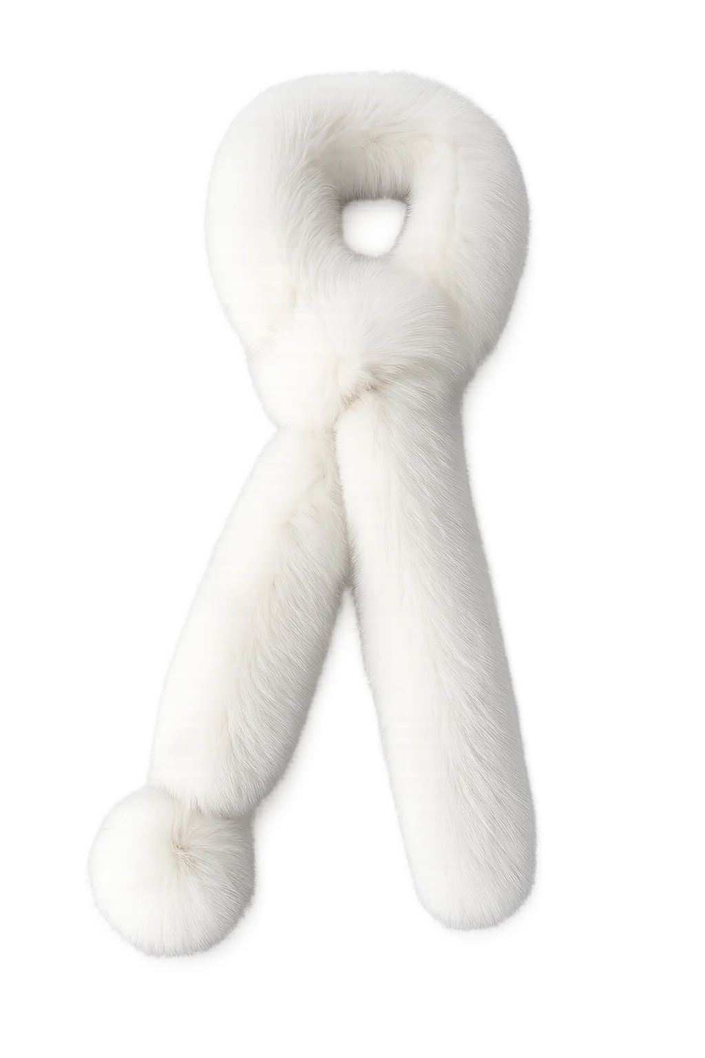 Women's Fox Fur Long Scarf with Pom-Pom Detail — view 3
