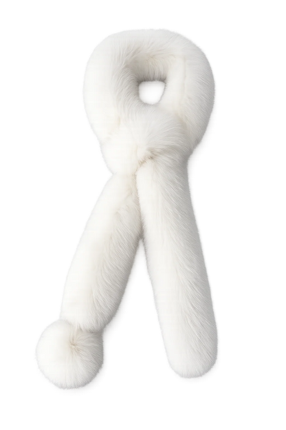 Women's Fox Fur Long Scarf with Pom-Pom Detail — view 3