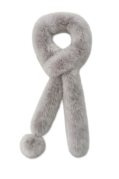 Women's Fox Fur Long Scarf with Pom-Pom Detail — view 4