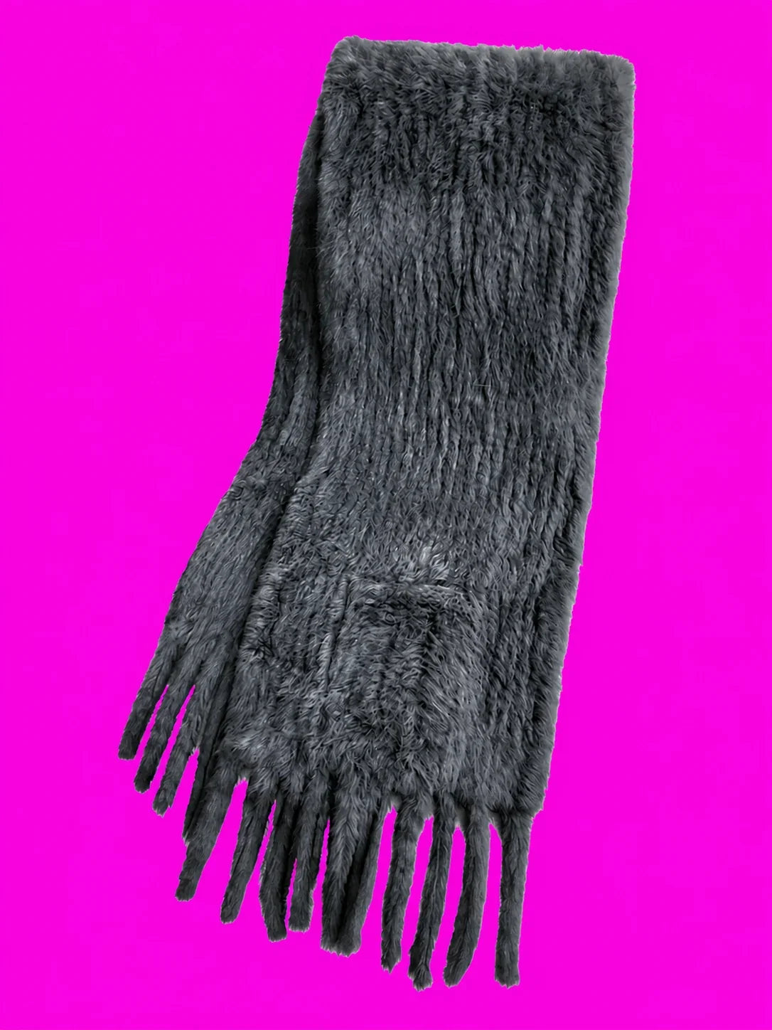 Women's Genuine Rabbit Fur Double-Sided Pocket Shawl — view 11