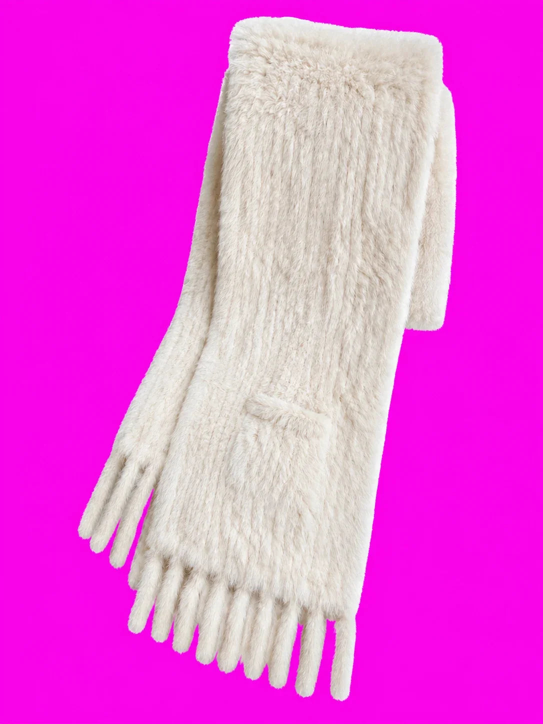 Women's Genuine Rabbit Fur Double-Sided Pocket Shawl — view 13