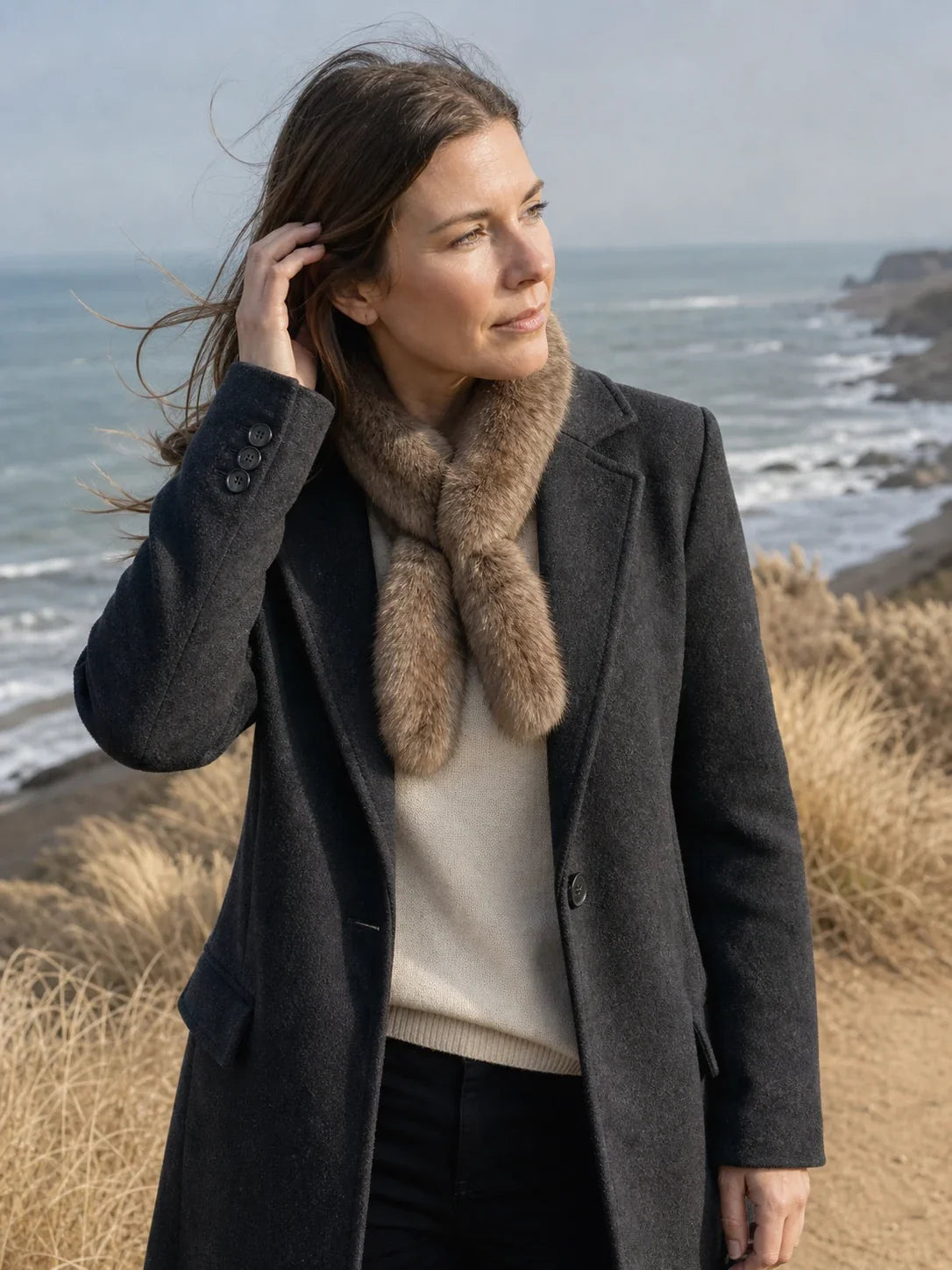 Women's Genuine Sable Fur Mini Pull-Through Scarf — view 2