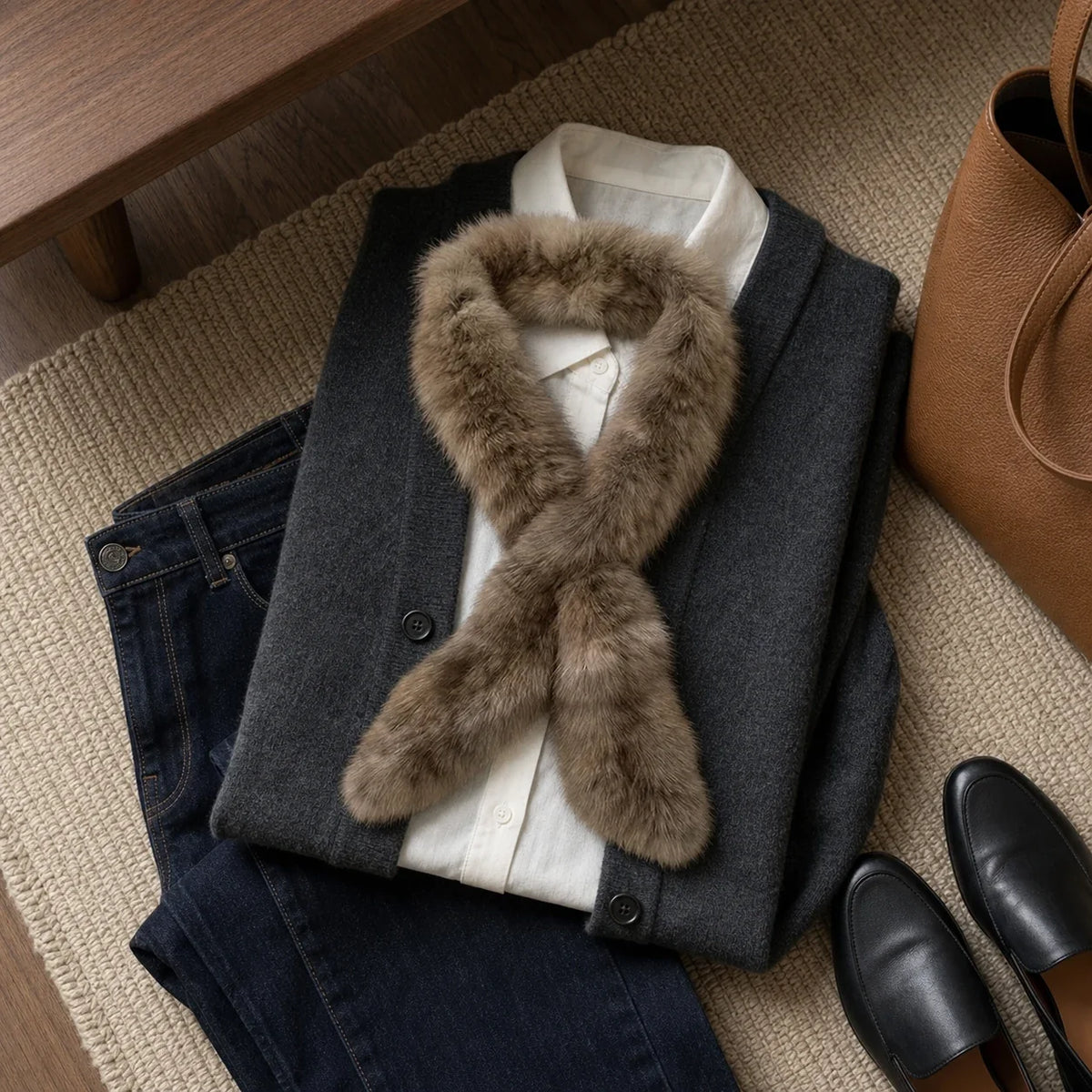 Women's Genuine Sable Fur Mini Pull-Through Scarf — view 8