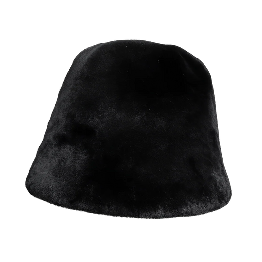 Women's Plush Rex Rabbit Fur Short-Brim Bucket Hat — view 1