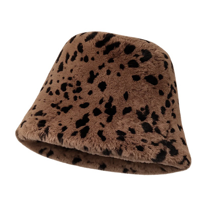 Women's Plush Rex Rabbit Fur Short-Brim Bucket Hat — view 2