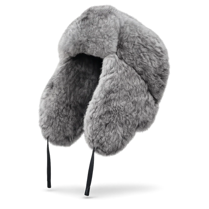 Women's Rabbit Fur Trapper Hat with Ear Flaps — view 3