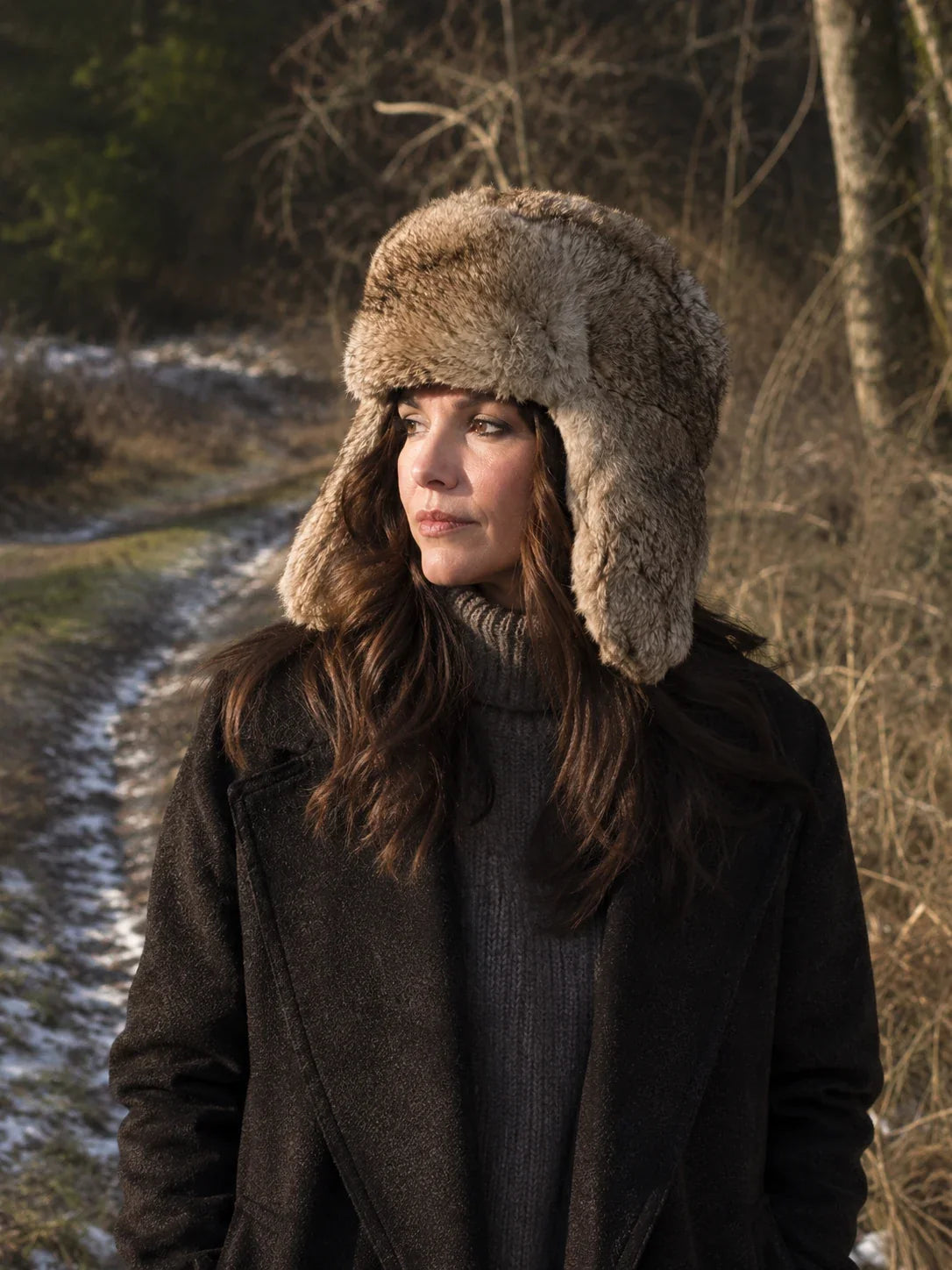Women's Rabbit Fur Trapper Hat with Ear Flaps — view 7