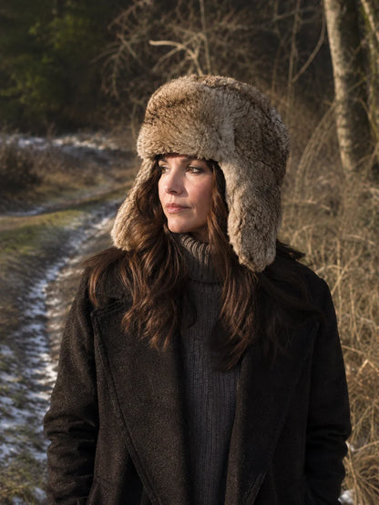 Women's Rabbit Fur Trapper Hat with Ear Flaps — view 7