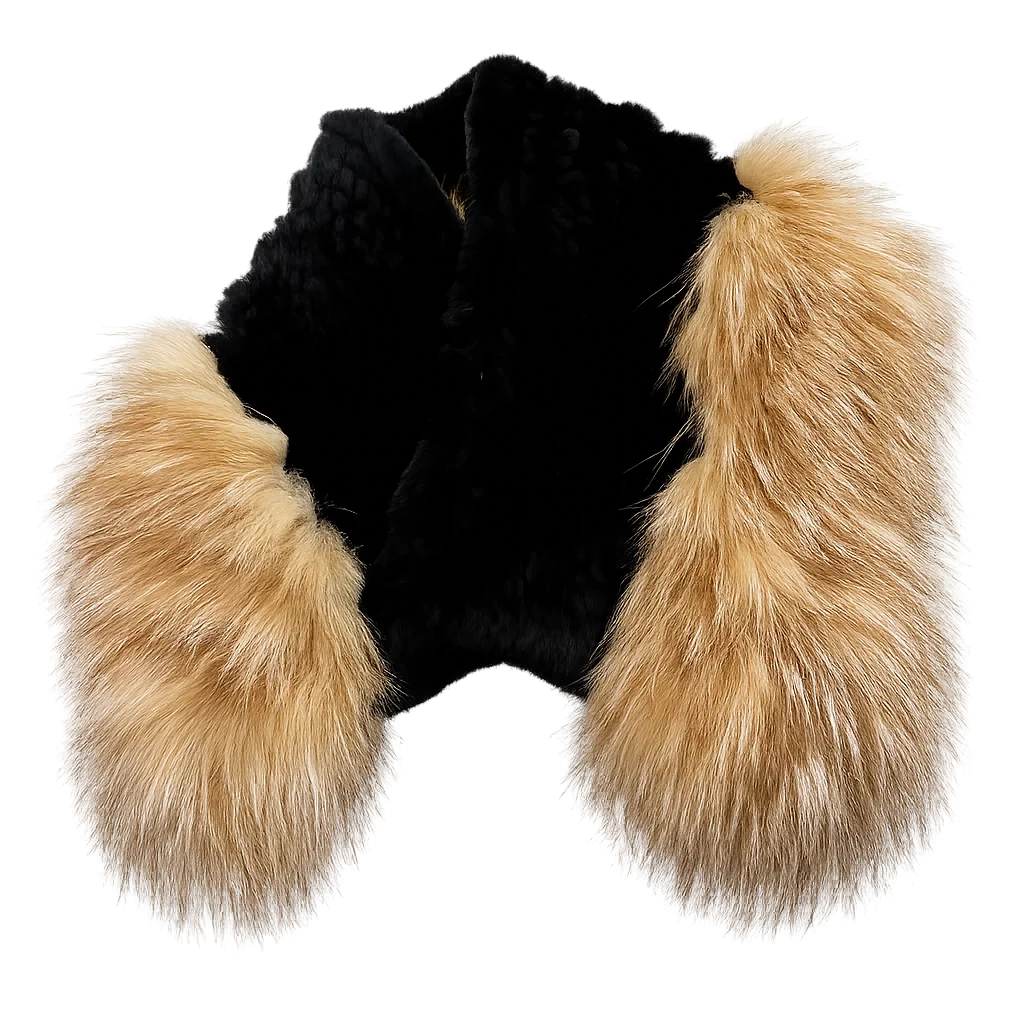 Women's Rex Rabbit Fur & Fox Fur Shawl Collar — view 1