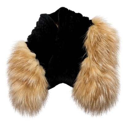 Women's Rex Rabbit Fur & Fox Fur Shawl Collar — view 1