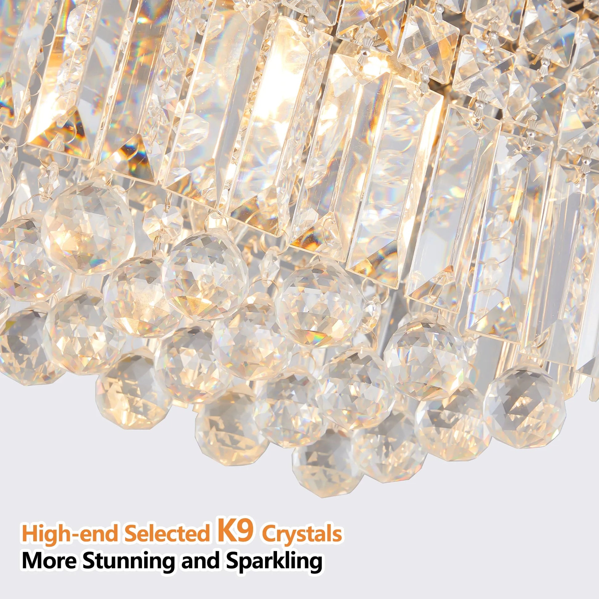 8-Light Rectangular Crystal Chandelier – Chrome – view 6
