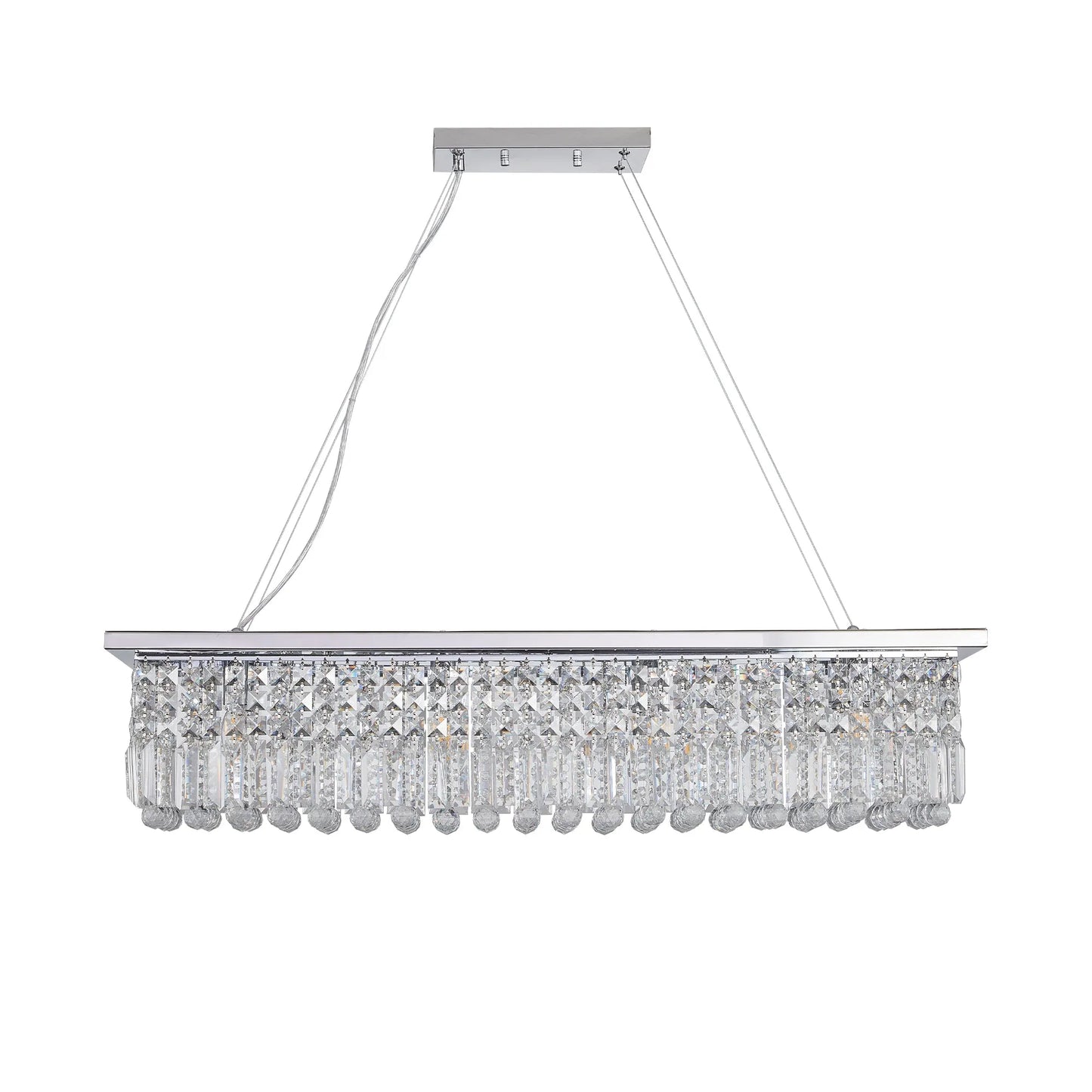8-Light Rectangular Crystal Chandelier – Chrome – view 10
