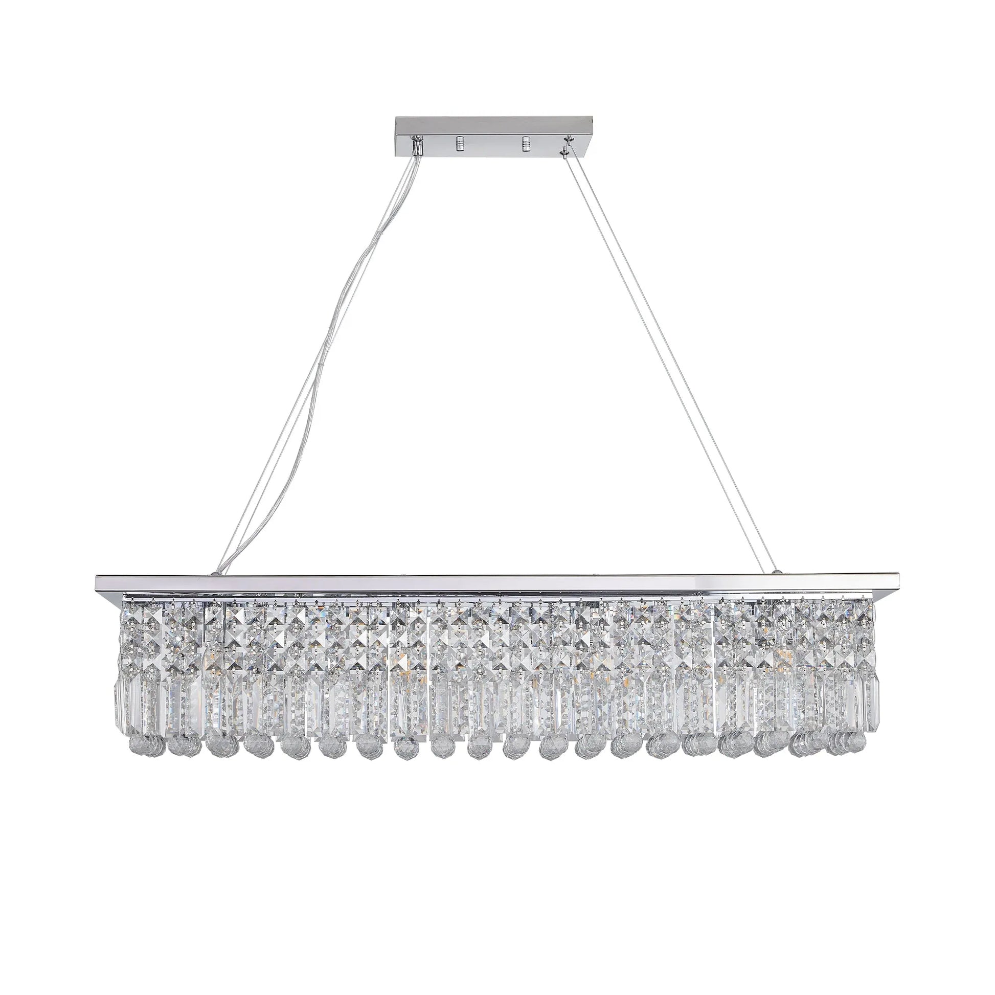 8-Light Rectangular Crystal Chandelier – Chrome – view 10