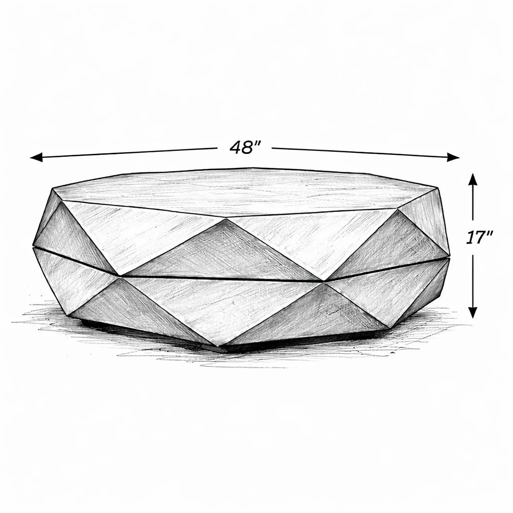 Diamond Shape Solid Wood Lift Top Coffee Table detail view 12