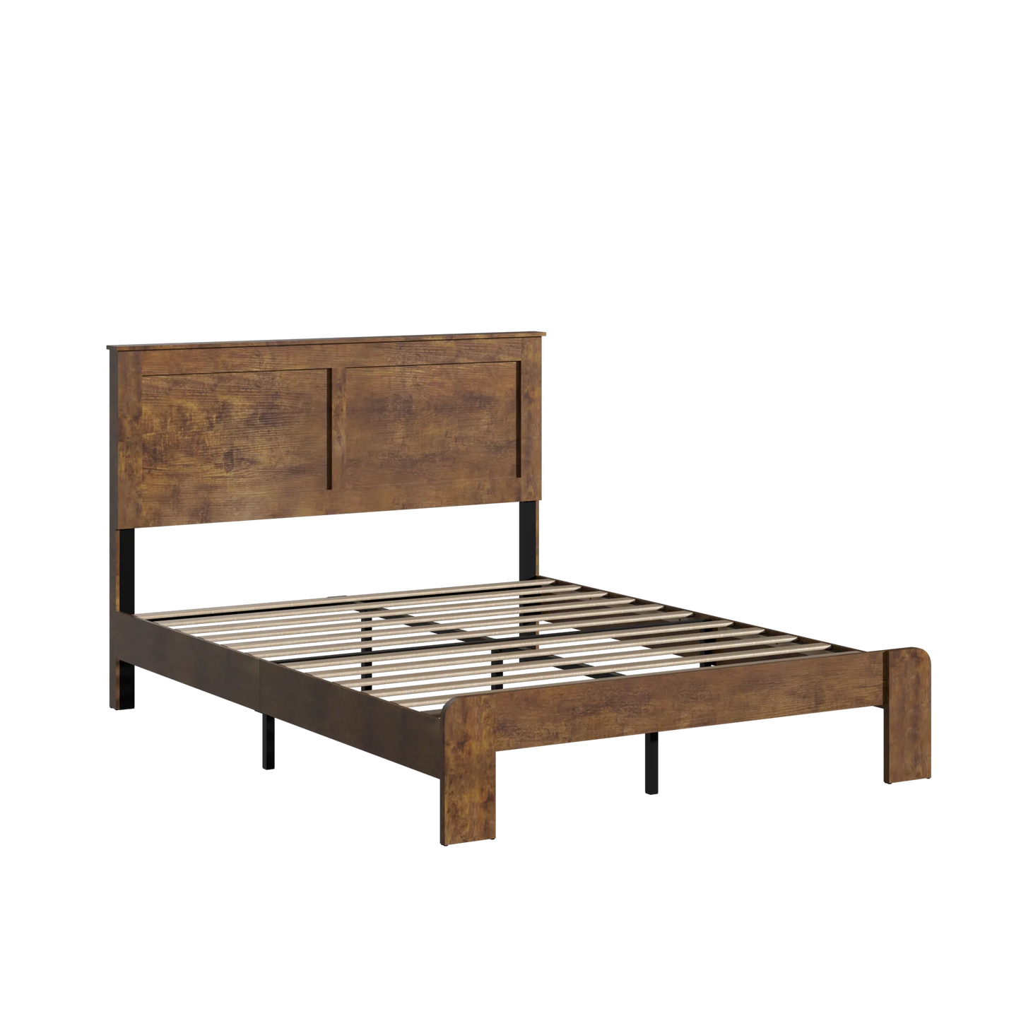 Bed Frame Queen Size, Wood Platform Bed Frame, Noise Free, No Box Spring Needed and Easy Assembly Tool, Large Under Bed Storage, Dark Brown detail view 9
