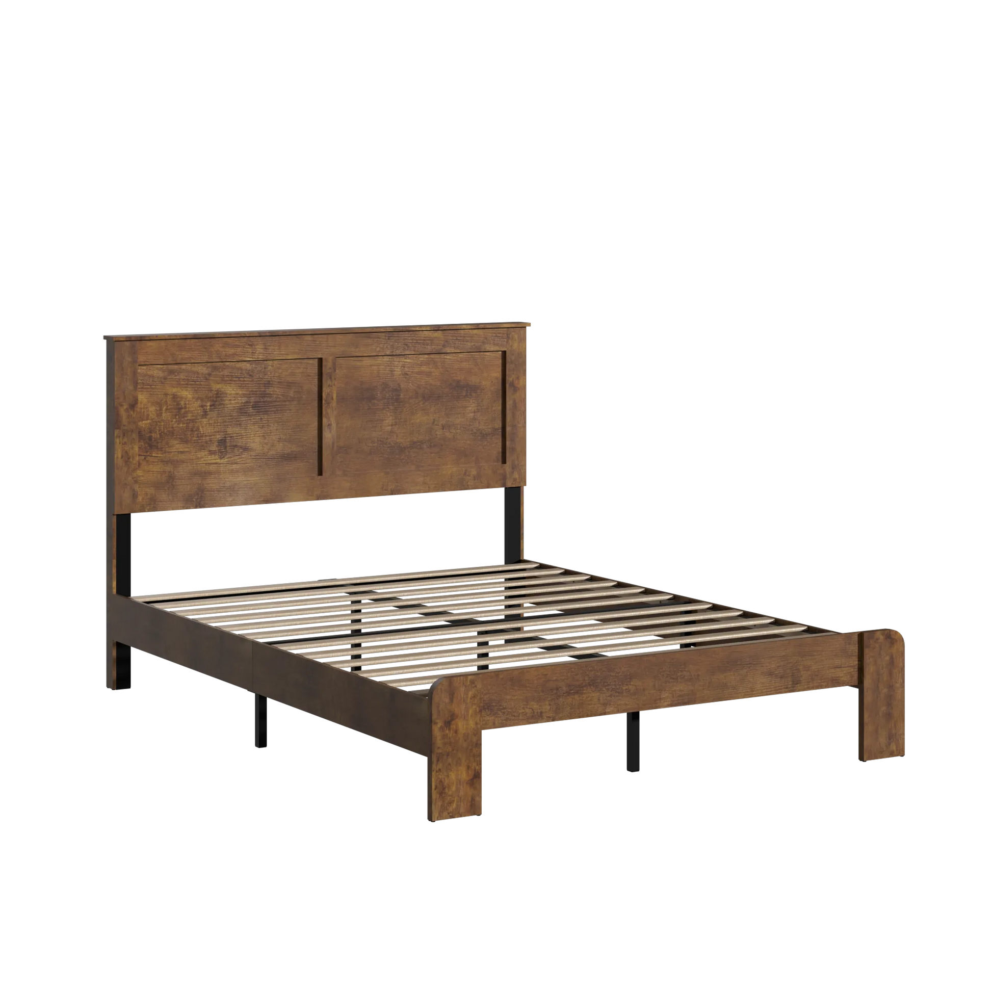 Bed Frame Queen Size, Wood Platform Bed Frame, Noise Free, No Box Spring Needed and Easy Assembly Tool, Large Under Bed Storage, Dark Brown detail view 9