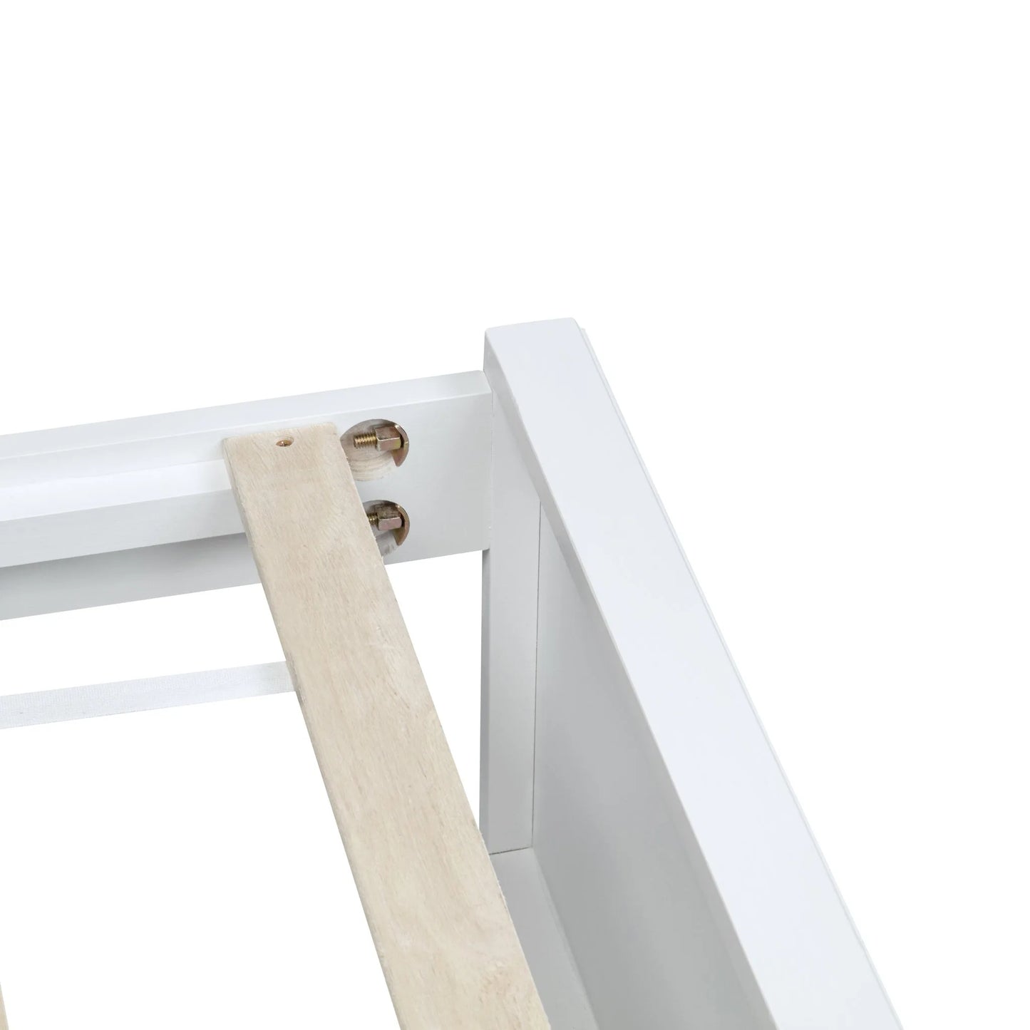 Queen Size Bed with Adjustable Height Headboard, Pine Wood Bed with Strengthened Bed Frame, White detail view 22