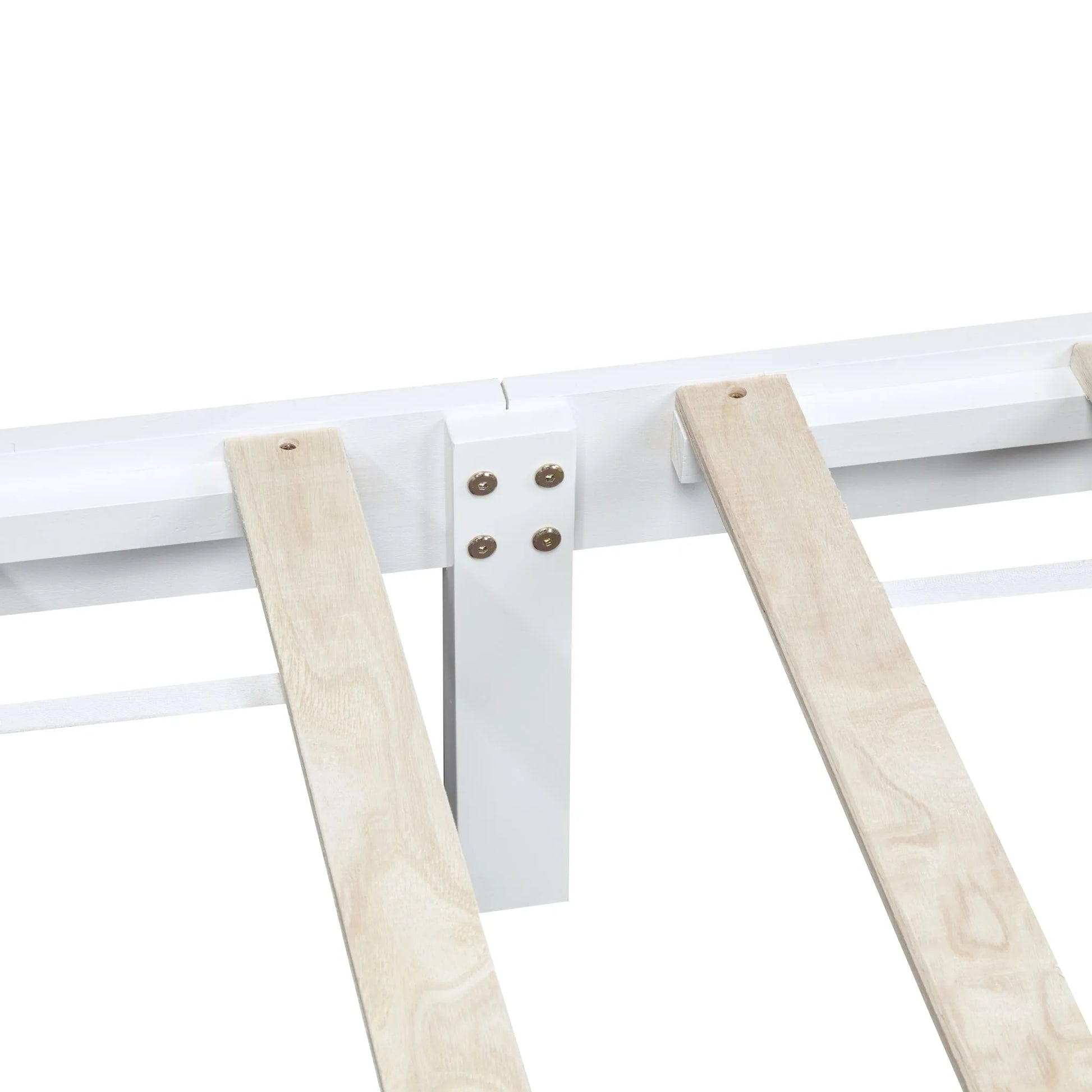 Queen Size Bed with Adjustable Height Headboard, Pine Wood Bed with Strengthened Bed Frame, White detail view 24