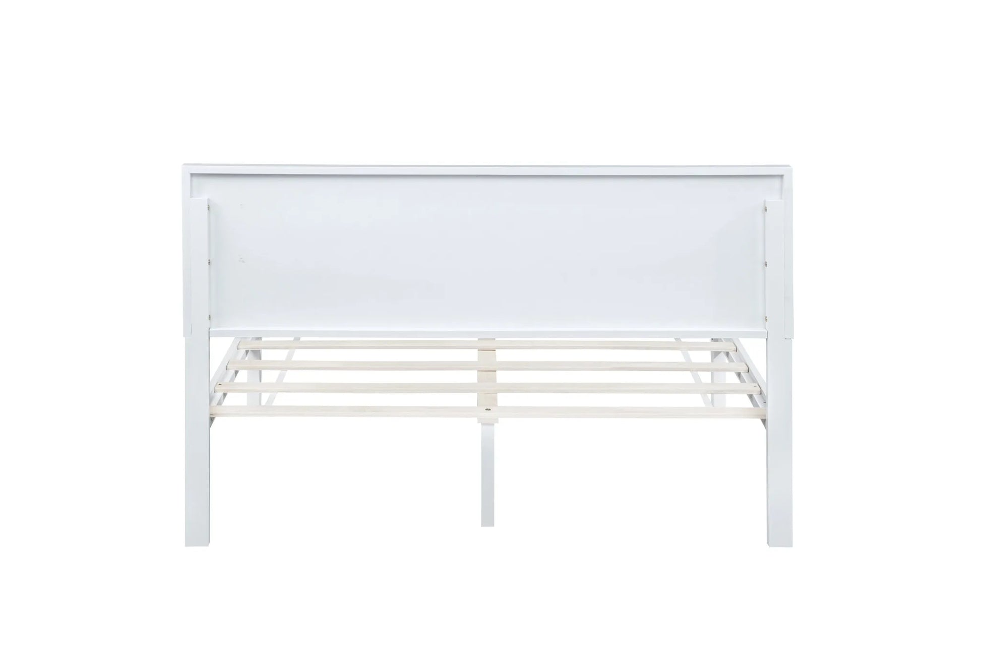 Queen Size Bed with Adjustable Height Headboard, Pine Wood Bed with Strengthened Bed Frame, White detail view 34