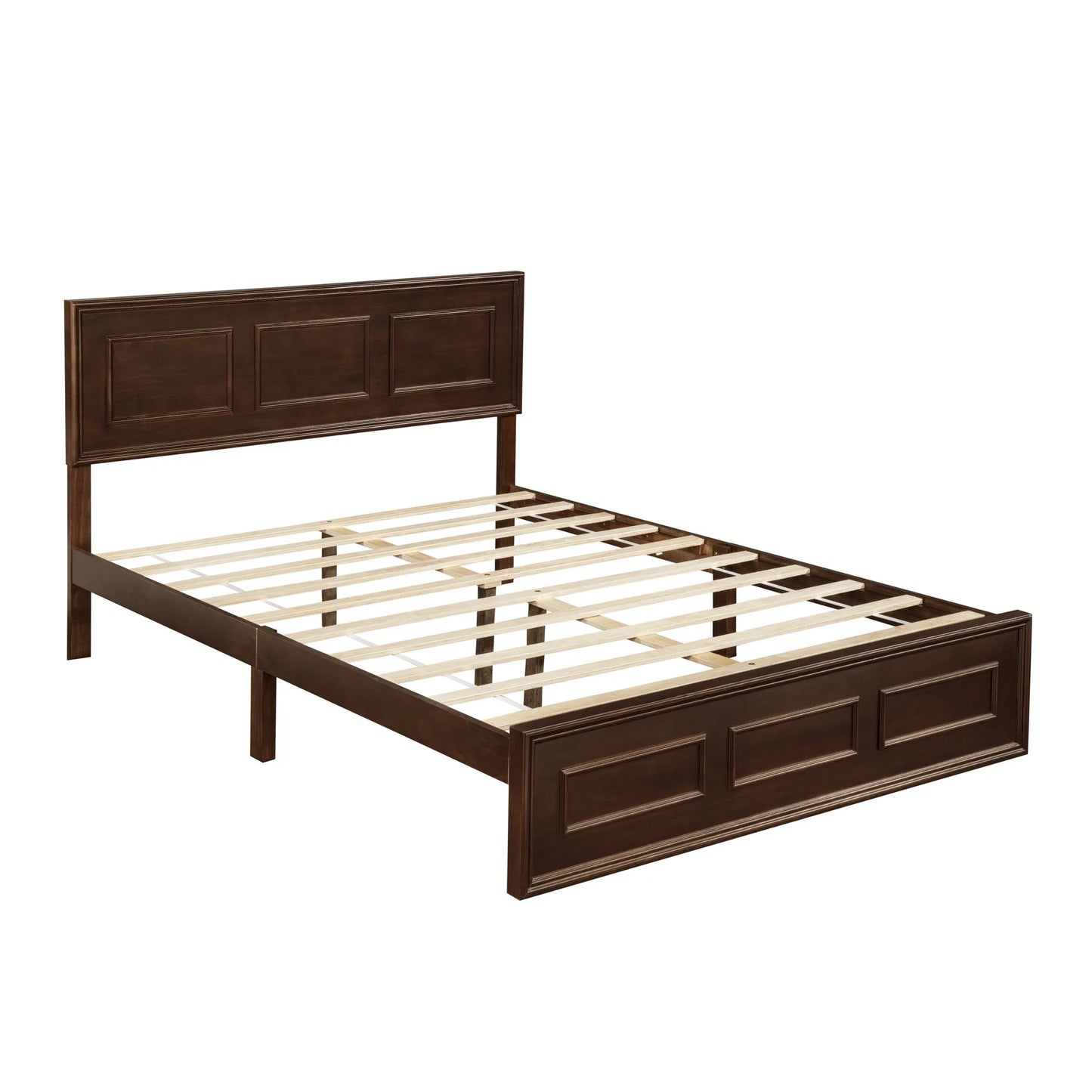 Queen Size Bed with Adjustable Height Headboard, Pine Wood Bed with Strengthened Bed Frame, White detail view 58