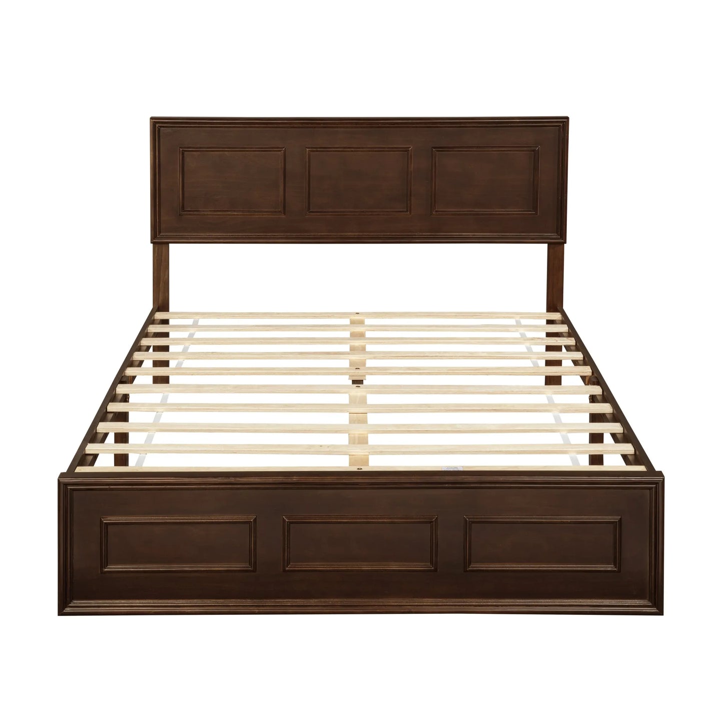 Queen Size Bed with Adjustable Height Headboard, Pine Wood Bed with Strengthened Bed Frame, White detail view 59