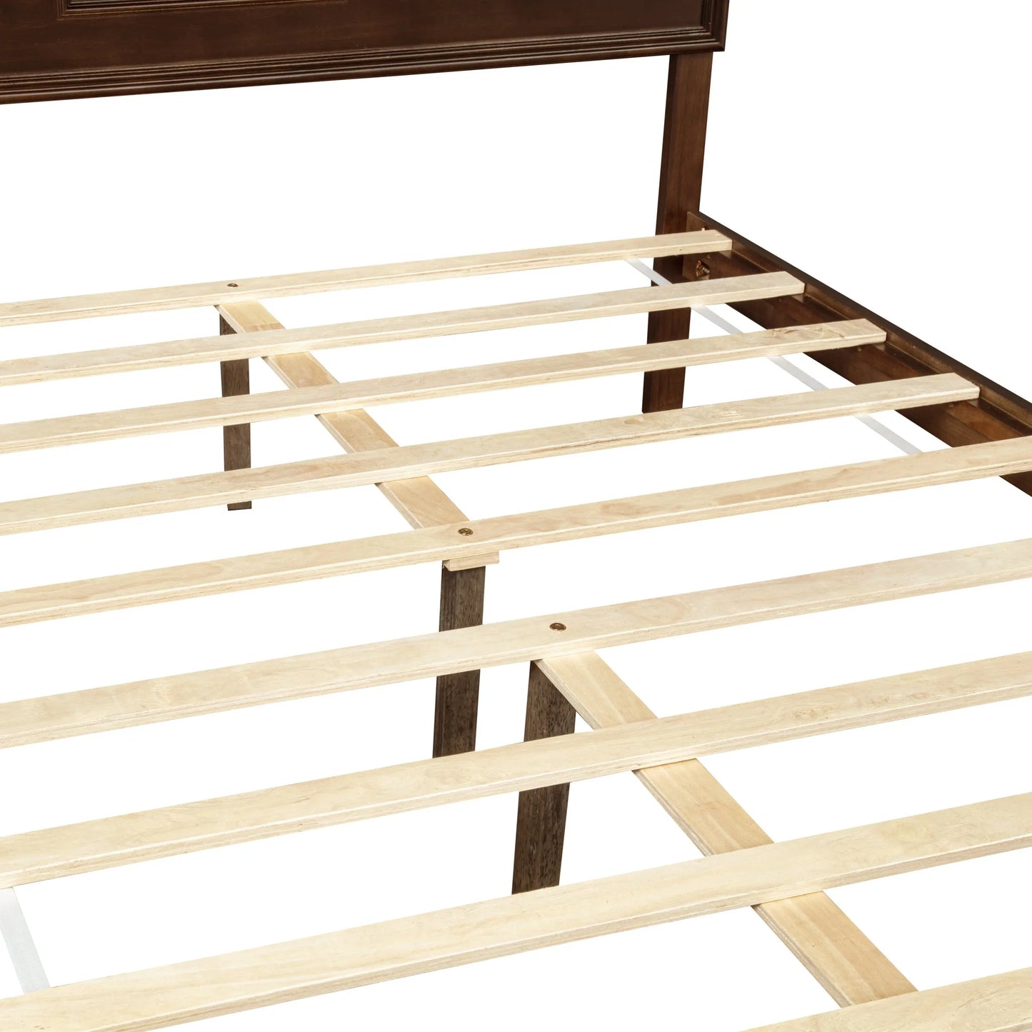 Queen Size Bed with Adjustable Height Headboard, Pine Wood Bed with Strengthened Bed Frame, White detail view 61